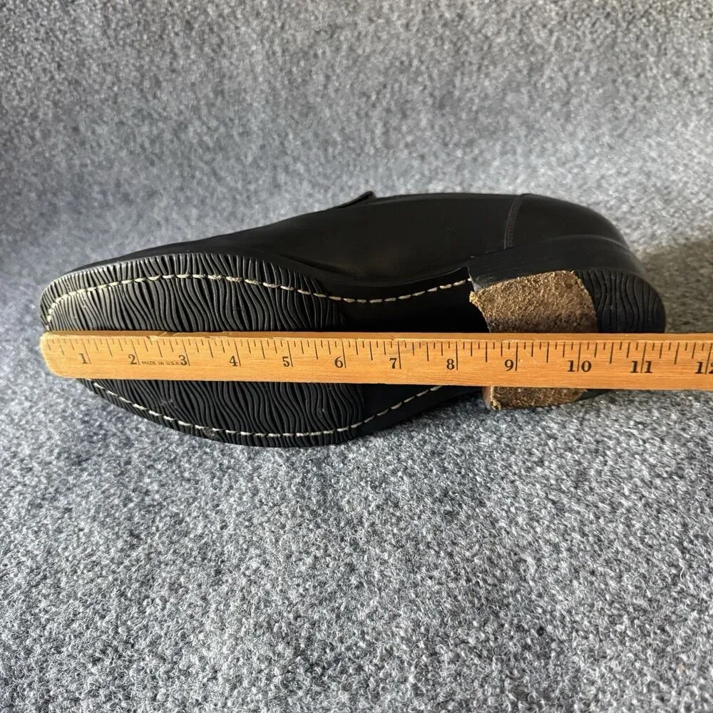 DON'S Black Leather Men's Slip-On Dress Loafers Round Toe Rubber Sole Size 10
